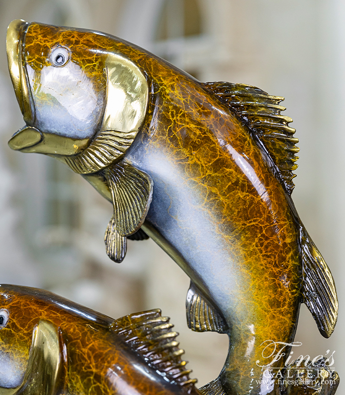 Bronze Statues  - Bronze Fish Statue - Bass - BS-1330